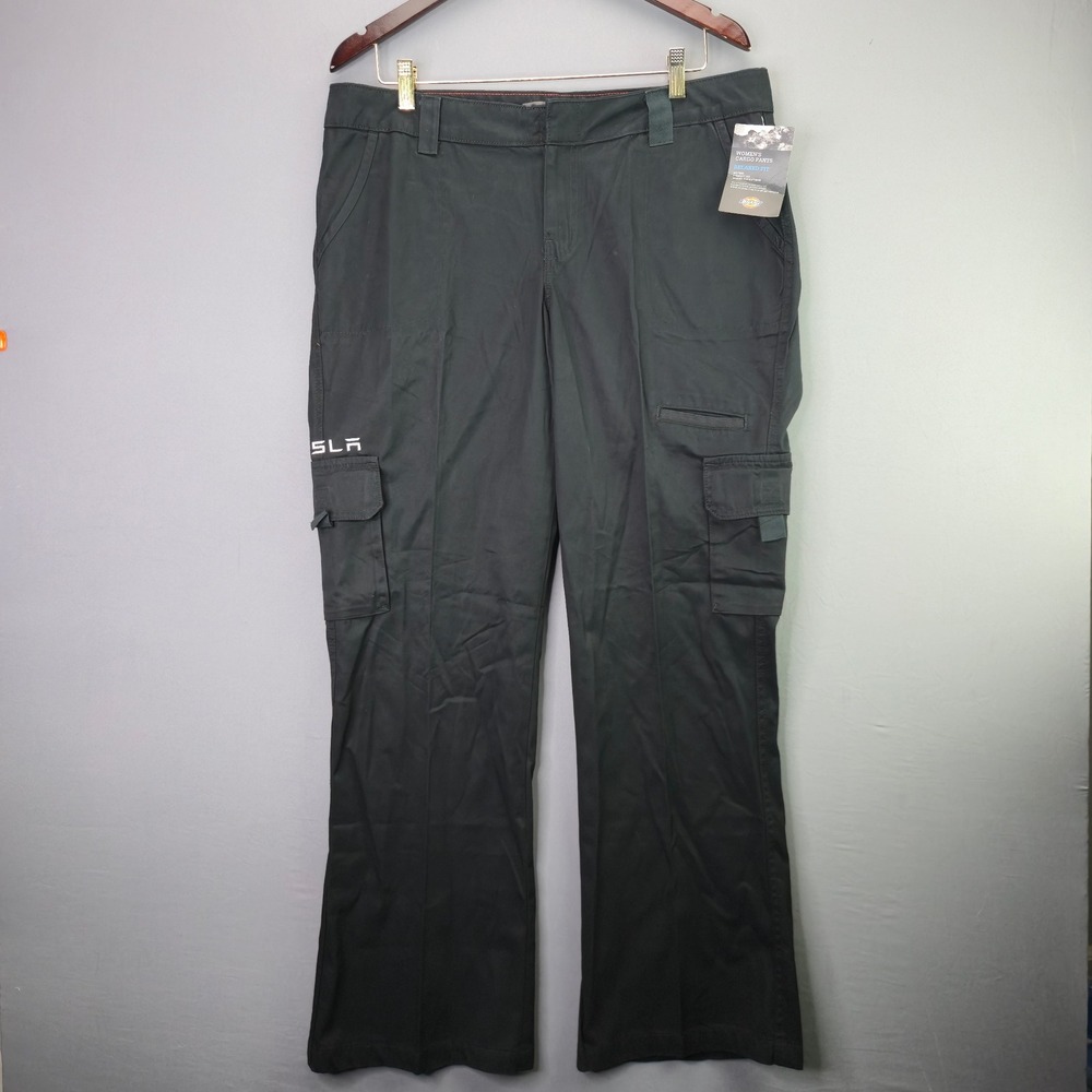 Dickies Tesla Cargo Pants Womens 14 Regular Black Relaxed Fit Mid Rise Straight